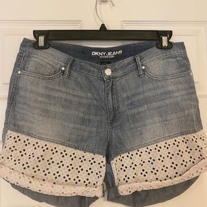 DKNY Jean short with white eyelet detailing